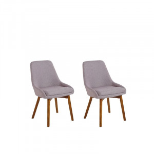 Set de 2 scaune tapitate Rozzer, lemn masiv/poliester, taupe/natur, 49 x 58 x 82 cm