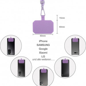 Set de 2 snururi pentru telefon DiDaDi, textil/plastic, violet, 75 cm - Img 6
