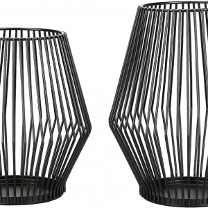 Set de 2 suporturi pentru lumanari Encoft, metal, negru