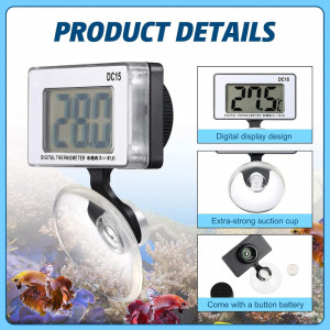 Set de 2 termometre digitale cu ventuza pentru acvariu Weewooday, plastic, alb, 4,5 x 2,5 cm 