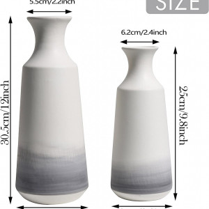Set de 2 vaze TERESA'S COLLECTIONS, ceramica, gri/alb, 30,5 x 12 x 5,5 cm / 25 x 10 x 6,2 cm 