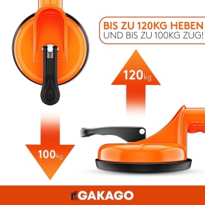 Set de 2 ventuze pentru placi Gakago, plastic/aluminiu/cauciuc, portocaliu/negru, 32,5 x 12 cm
