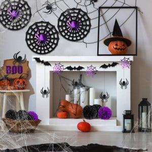 Set de 22 decoratiuni pentru Halloween Syoulin, plastic/textil, negru/violet