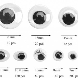 Set de 2260 ochi autoadezivi pentru mestesuguri Yesland, plastic, alb/negru, 4-25 mm