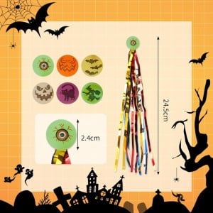 Set de 24 decoratiuni pentru Halloween Moncap, folie/plastic, multicolor, 24,5 cm