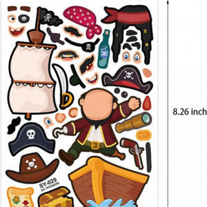 Set de 24 foi cu stickere Zerhok, model pirati, vinil, multicolor - Img 2