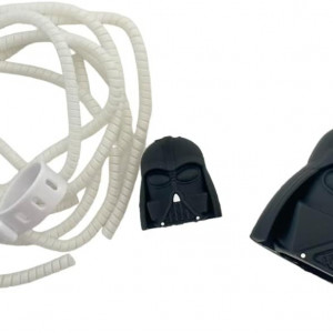Set de 3 accesorii de protectie a cablului de incarcare Enzuis, PVC, negru/alb