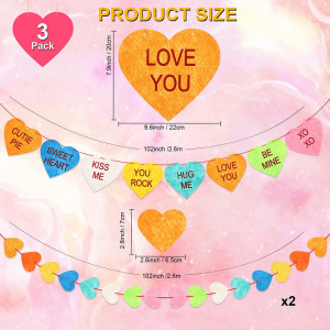 Set de 3 bannere pentru Valentine's Day Qpout, carton, multicolor - Img 5
