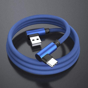 Set de 3 cabluri de Date si Incarcare Rapida UNIDOPRO, USB la Type-C, unghi 90 grade, 1m, Compatibil iPhone 15/15 Pro, Samsung, Huawei, Albastru - Img 2