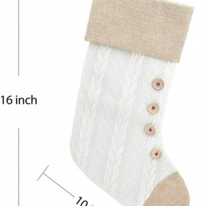 Set de 3 ciorapi de Craciun Duosheng & Elegant, textil, alb, 40 x 26,7 x 18 cm - Img 2