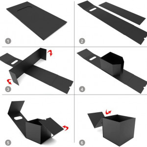 Set de 3 cutii pentru servetele JiaWei, hartie, negru mat, 14 x 14 x 13 cm - Img 2