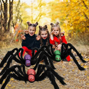 Set de 3 paianjeni pentru Halloween Vohoney, textil, multicolor, 75 cm - Img 3