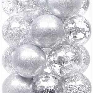 Set de 30 globuri de Craciun Sea Team, transparent/argintiu, plastic ,6 cm - Img 1