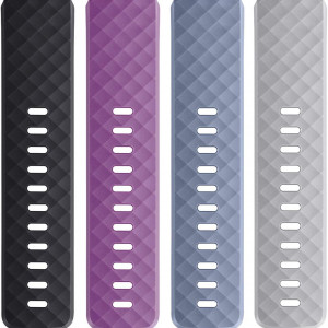 Set de 4 bratari de inlocuire pentru Fitbit Charge 3 AK, TPU, negru/gri/albastru/violet, 180 - 220 mm - Img 3