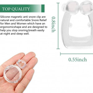 Set de 4 clipsuri magnetice anti sforait Cihoency, transparent, silicon, 2 x 1,3 cm