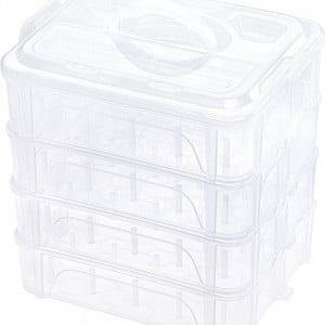 Set de 4 cutii pentru depozitarea bobinelor de ata New Brothread, plastic, transparent, 23,5 x 18 x 26,5 cm