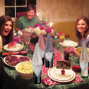 Set de 4 decoratiuni de Craciun pentru sticlele de vin Vpoofree, textil, multicolor, 23 x 12 cm - Img 5