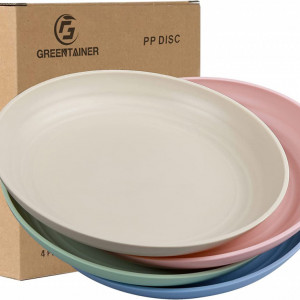 Set de 4 farfurii Greentainer, plastic, multicolor, 22,3 cm