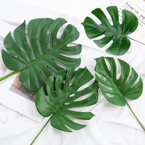 Set de 4 frunze artificiale de palmier AIVORIUY, plastic/metal, verde, 55/58/60/85 cm 