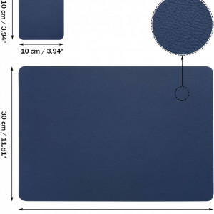 Set de 4 naproane si 4 coastere Myir JUN, piele, albastru/gri, 30 x 43 cm / 10 x 10 cm - Img 2