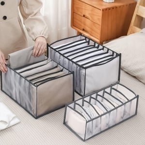 Set de 4 organizatoare pentru haine Yxhzvon, nailon, gri, 36 x 25 x 5 cm / 36 x 17 x 5 cm 