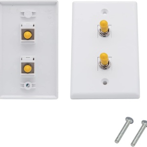 Set de 4 panouri cu 2 porturi pentru fibra optica cu adaptor FC SMF/MMF 10Gtek, plastic, alb/galben, 115 x 70 mm