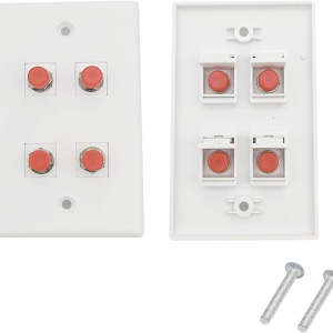 Set de 4 panouri cu 4 porturi pentru fibra optica cu adaptor FC SMF/MMF 10Gtek, plastic, alb/portocaliu