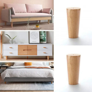 Set de 4 picioare pentru mobilier Sinzau, lemn/metal, natur, 10 x 4,6 x 5,4 cm - Img 2