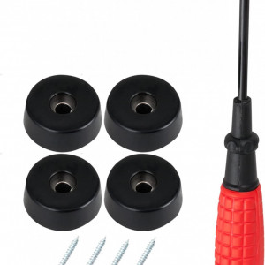 Set de 4 planoare cu suruburi si surubelnita pentru mobilier VANDESAIL, plastic/metal, negru, 24 x 9 mm - Img 1