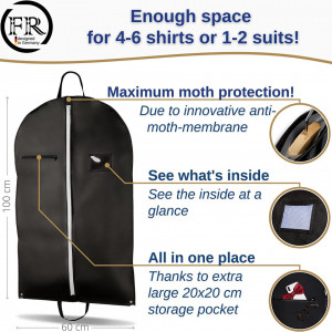 Set de 4 pungi pentru imbracaminte cu geanta de pantofi FR FiRiO®, negru, 100 x 60 cm - Img 6