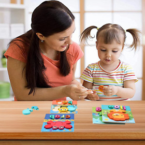 Set de 4 puzzle-uri pentru copii 1-4 ani BBLIKE, lemn, multicolor, 18 x 14,5 cm - Img 7
