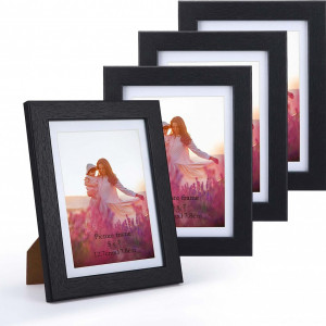 Set de 4 rame foto PETAFLOP, MDF, negru, 13 x 18 cm / 15 x 20 cm - Img 1