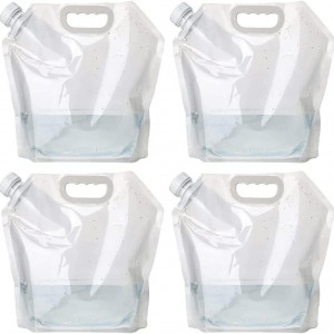Set de 4 recipiente pliabile cu maner pentru apa Fasbet, plastic, transparent, 10 L,  38 x 41 cm 
