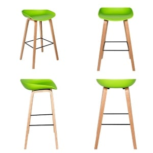 Set de 4 scaune de bar Karll, polipropilena/metal, verde/natur, 75 x 48 cm - Img 6