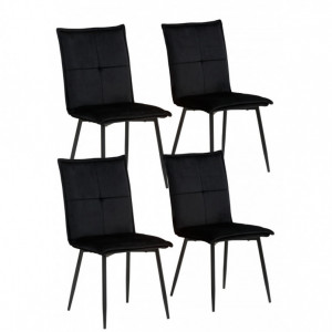 Set de 4 scaune Donna Meila, catifea /metal, negru, 59x48x93 cm