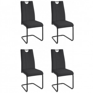 Set de 4 scaune Linea piele sintetica/metal, negru, 43 x 62 x 100 cm