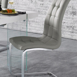 Set de 4 scaune LOLA din piele sintetica/metal, gri/argintiu, 52 x 54 x 101 cm - Img 7