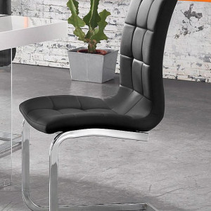 Set de 4 scaune LOLA din piele sintetica/metal, negru/argintiu, 52 x 54 x 101 cm - Img 3