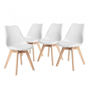 Set de 4 scaune tapitate Kaitlin, maro/alb, 82 x 42,5 x 46,5 cm