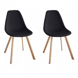 Set de 4 scaune Veneto, plastic/metal, negru/maro, 45 x 54 x 82 cm