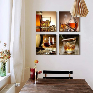 Set de 4 tablouri Hyidecorart, panza/lemn, multicolor, 30 x 30 cm - Img 7