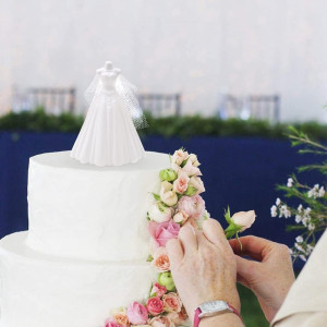 Set de 4 topere pentru tort de nunta Hilloly, PVC, alb, 8,5 x 5,5 cm 