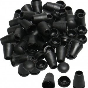 Set de 40 capace pentru snururi Sourcing Map, plastic, negru, 12 x 19 mm