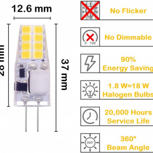 Set de 5 becuri G4 Terrarrell, LED, alb rece, 37 x 12,6 mm, 180 lumeni - Img 6