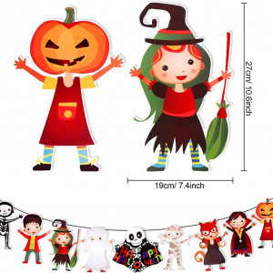 Set de 5 decoratiuni pentru Halloween Qpout, carton, multicolor - Img 6