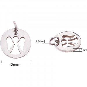 Set de 5 pandative cu inger Airssory, otel inoxidabil, argintiu, 12 x 1 mm - Img 2