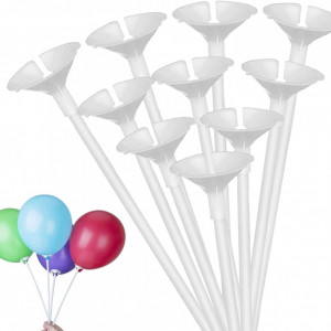 Set de 50 de suporturi pentru baloane Sunshine smile, plastic, alb, 40 x 3 cm 