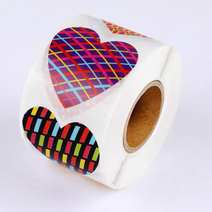 Set de 500 autocolante în formă de inimă Qpout, hartie de inalta calitate, multicolor, 4 x 4 cm - Img 4