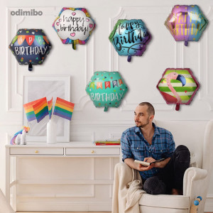 Set de 6 baloane aniversare Odimibo, folie, multicolor, 56 cm - Img 4