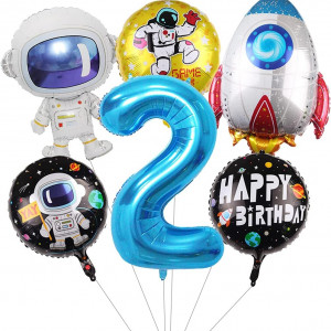 Set de 6 baloane pentru aniversare 2 ani Daimay, folie, multicolor